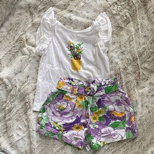 Janie and Jack White Top and Floral Shorts Set